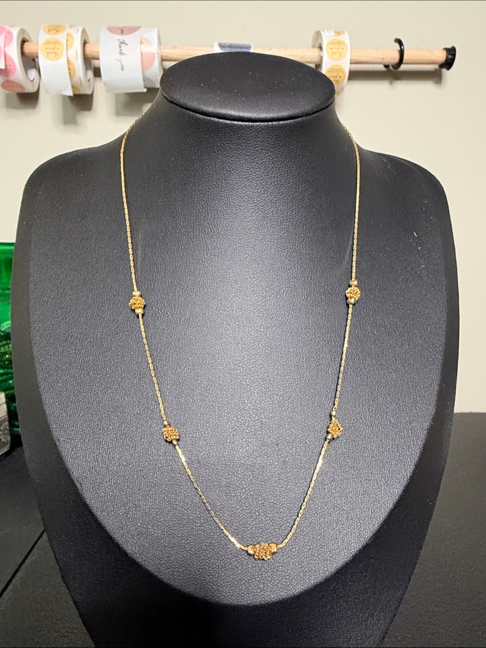 Dainty Vintage Gold Beaded Knot Station Necklace - Elegant Women's Jewelry